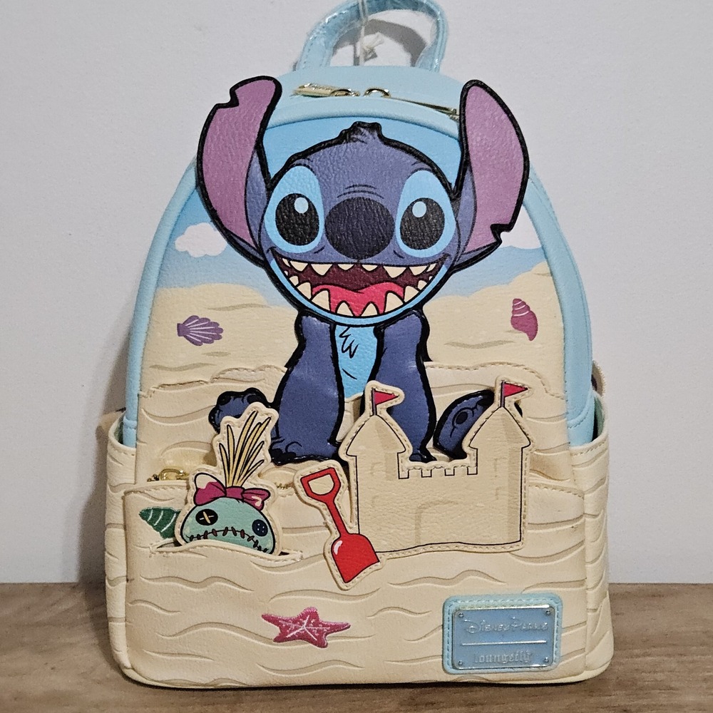 Disney Parks Loungefly Stitch & Scrump‎ Beach Day Sand Castle Backpack New